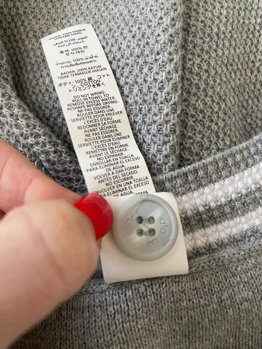 ALO Yoga EUC | Tennis Club Sweater Knit Cardigan in Athletic Heather Gray/White